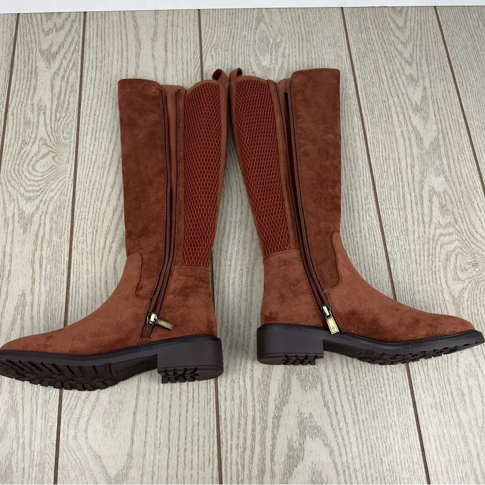 Kenneth Cole Reaction Women's Lionel Tall Boots 5M Caramel Cafe Micro $129